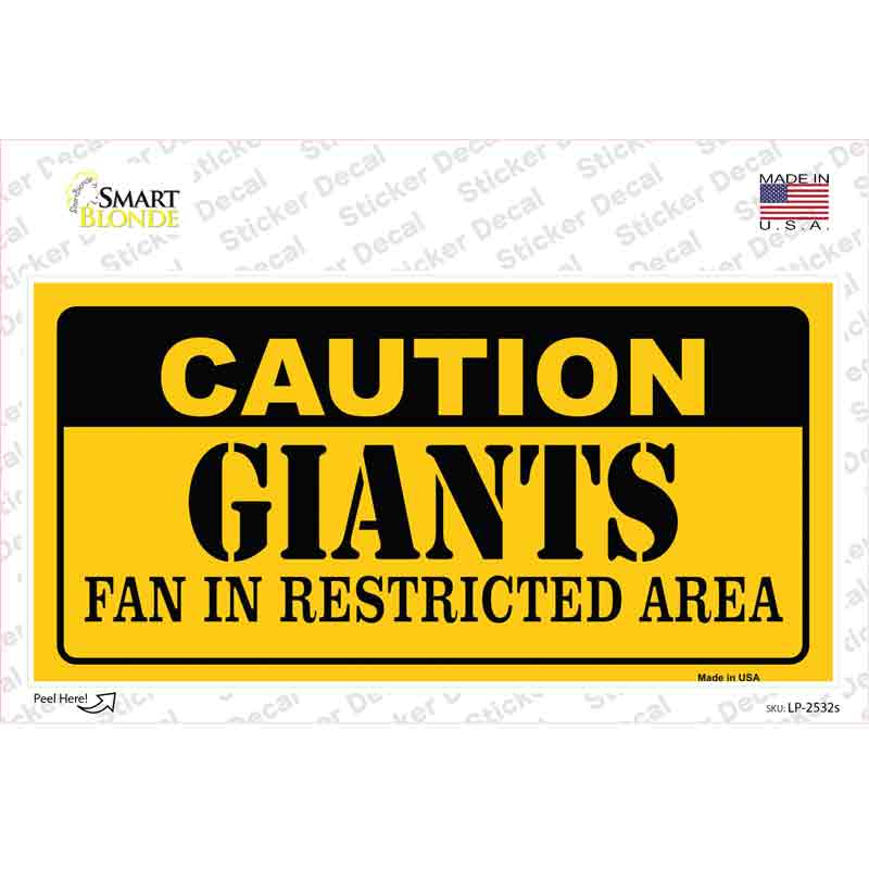 LP-2532s-M Caution Giants Novelty Sticker Decal, Medium