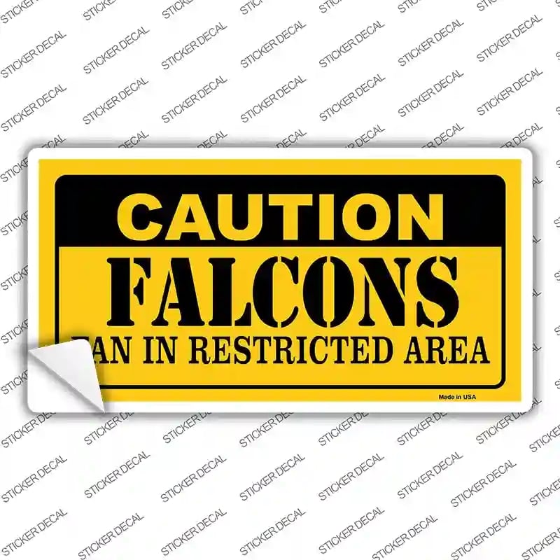 LP-2535s-L Caution Falcons Novelty Sticker Decal, Large