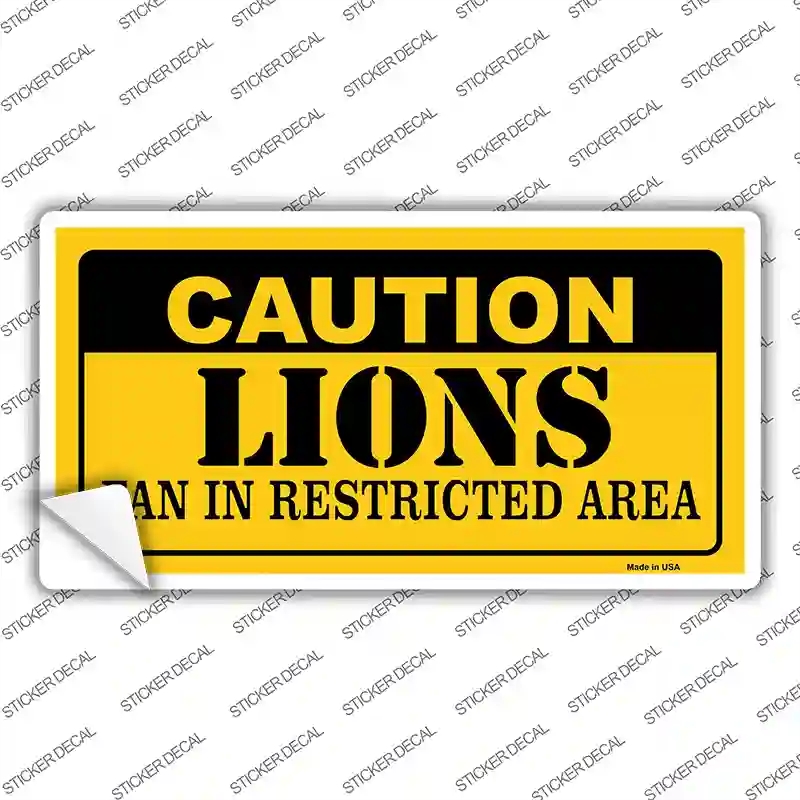 LP-2538s-XL Caution Lions Novelty Sticker Decal, Extra Large