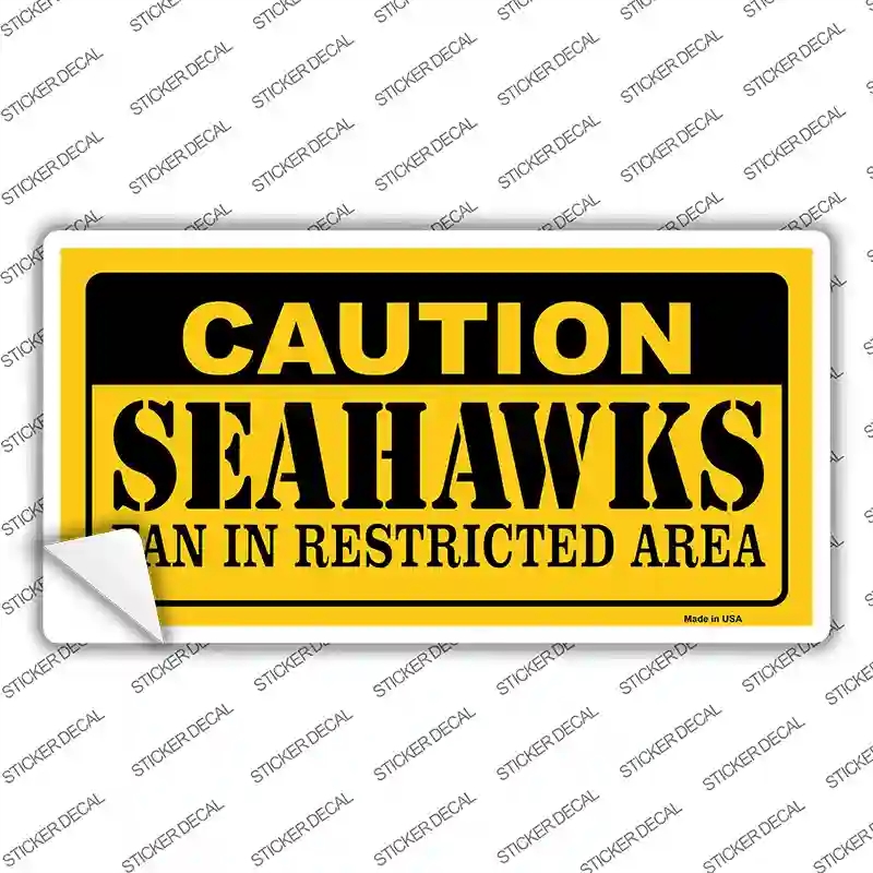 LP-2543s-S Caution Seahawks Novelty Sticker Decal, Small