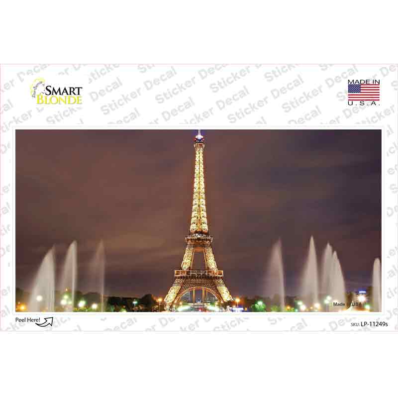 LP-11249s-M Eiffel Tower Night with Fountain Novelty Sticker Decal, Medium