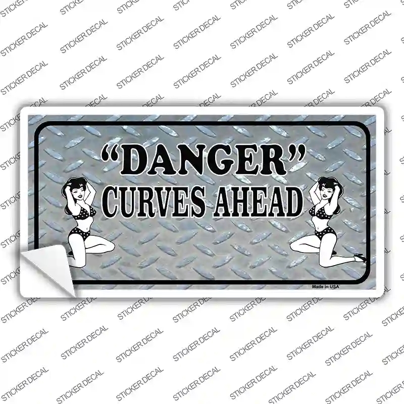 LP-1126s-S Danger Curves Ahead Novelty Sticker Decal, Small