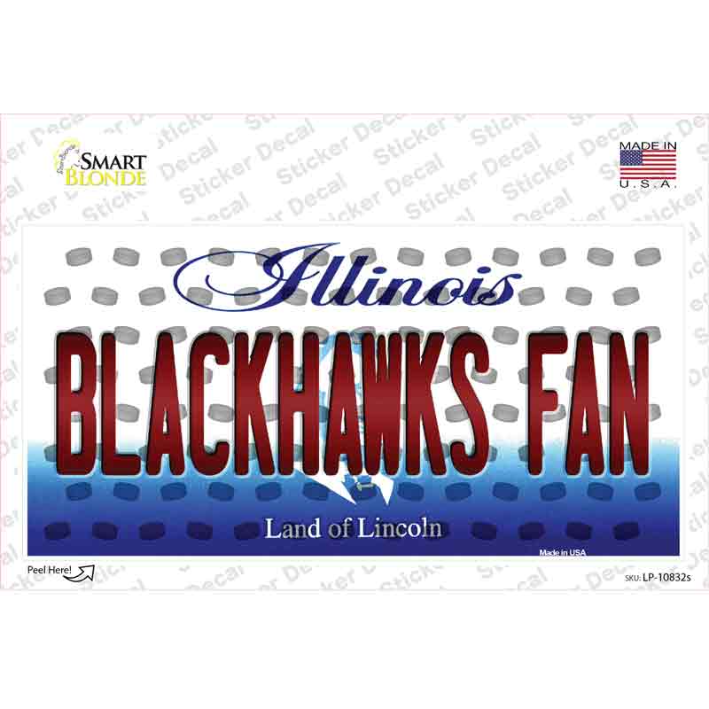 LP-10832s-M Blackhawks Fan Illinois Novelty Sticker Decal, Medium