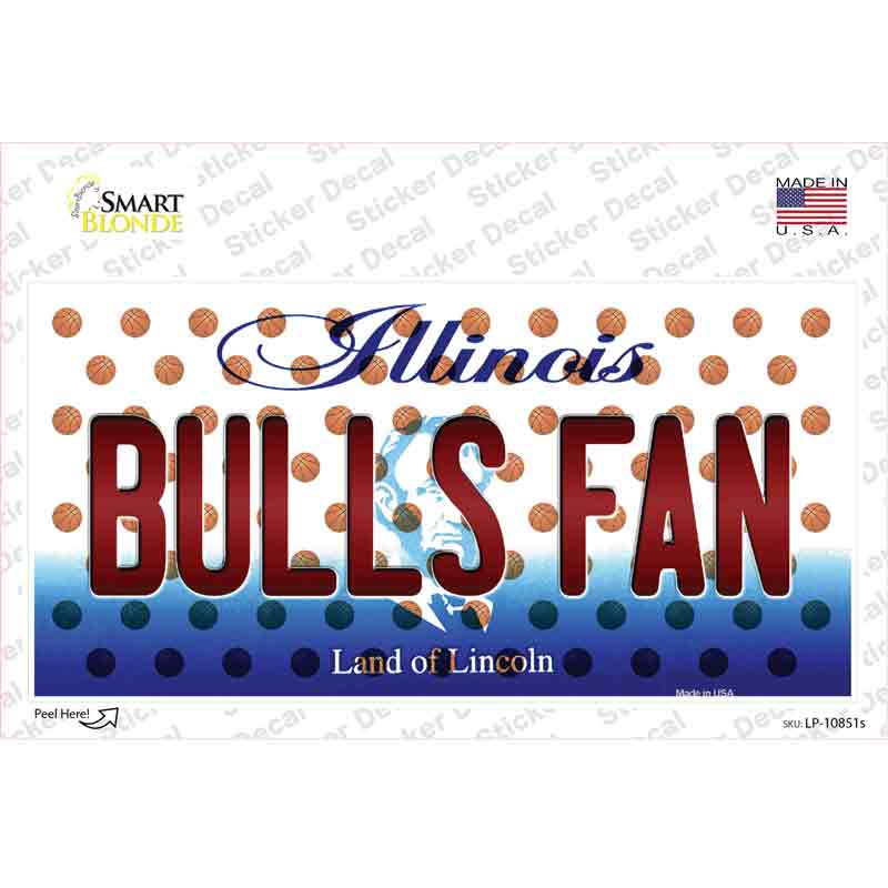 LP-10851s-M Bulls Fan Illinois Novelty Sticker Decal, Medium