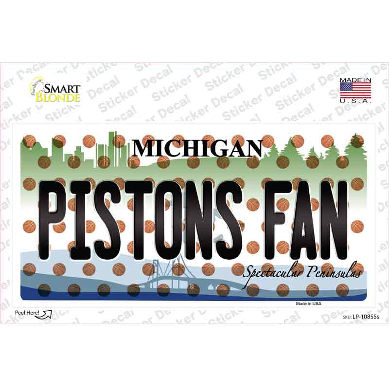 LP-10855s-M Pistons Fan Michigan Novelty Sticker Decal, Medium