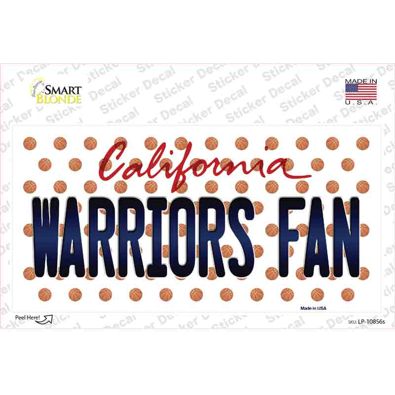 LP-10856s-M Warriors Fan California Novelty Sticker Decal, Medium