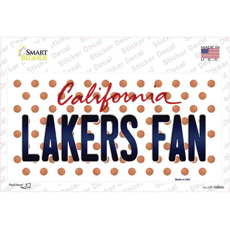 LP-10860s-M Lakers Fan California Novelty Sticker Decal, Medium