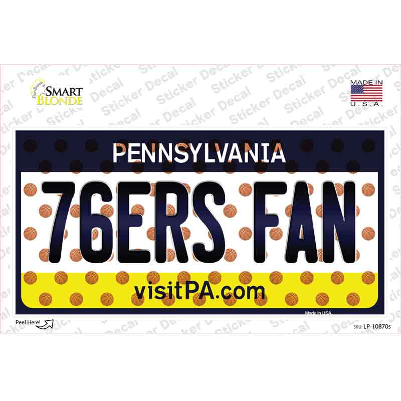 LP-10870s-M 76ERS Fan Pennsylvania Novelty Sticker Decal, Medium