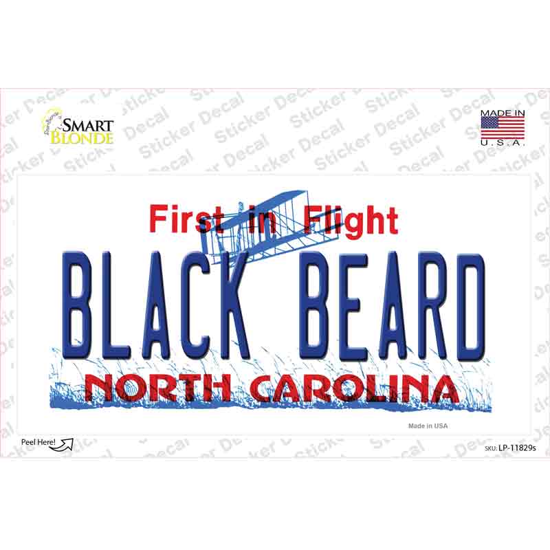 LP-11829s-M Black Beard North Carolina Novelty Sticker Decal, Medium