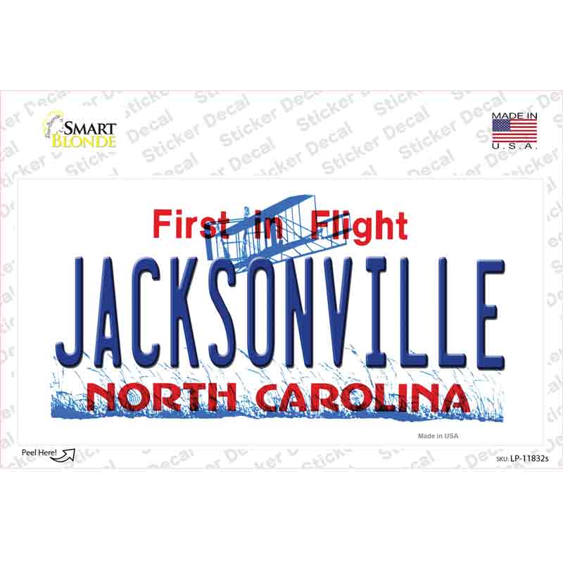 LP-11832s-M Jacksonville North Carolina Novelty Sticker Decal, Medium