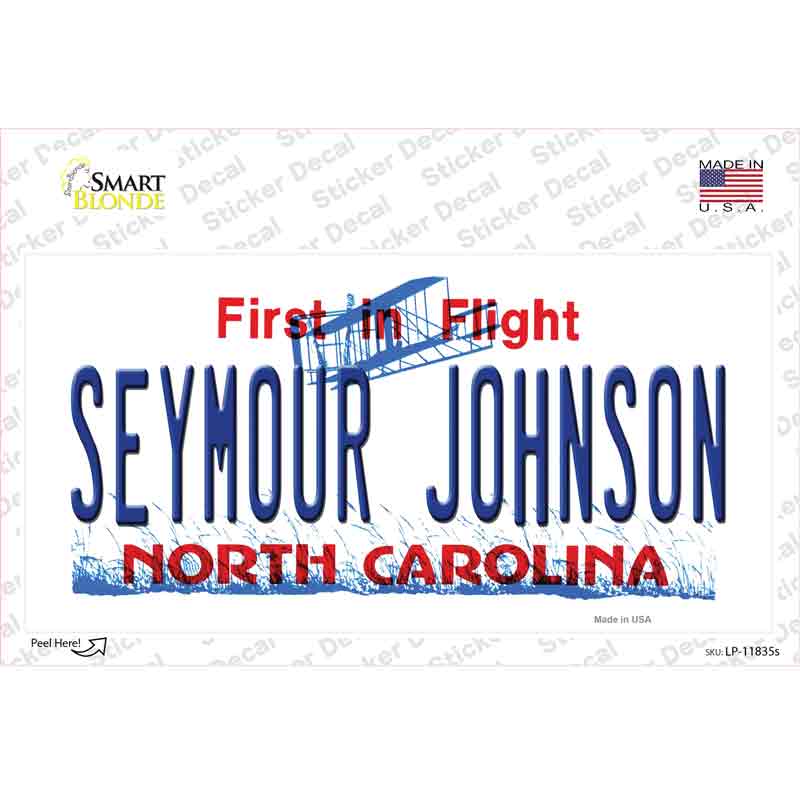 LP-11835s-M Seymour Johnson North Carolina Novelty Sticker Decal, Medium