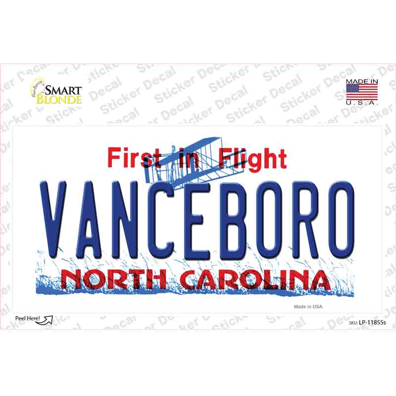 LP-11855s-M Vanceboro North Carolina Novelty Sticker Decal, Medium