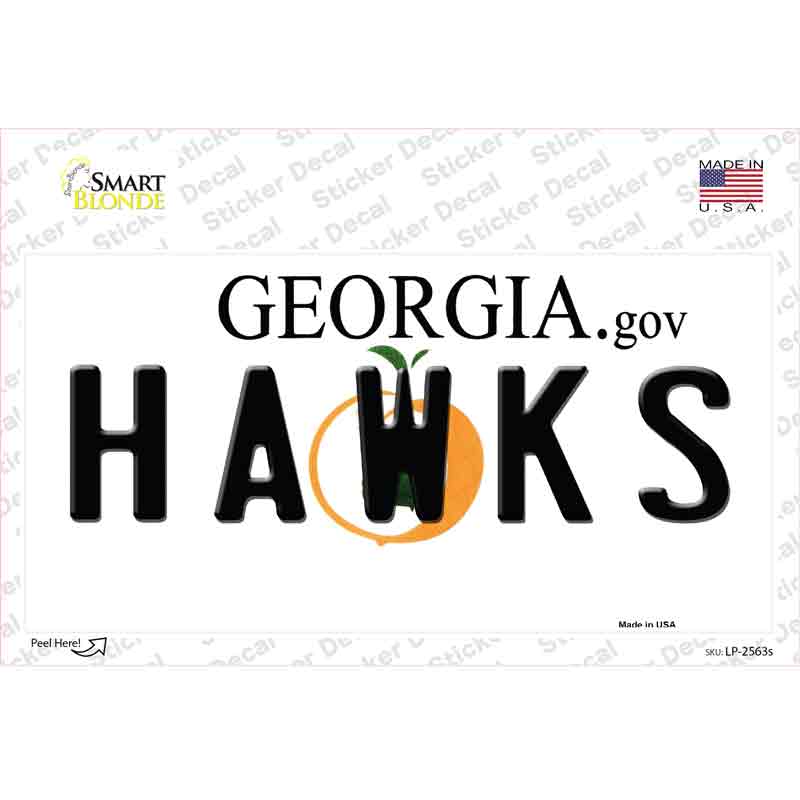LP-2563s-M Hawks Georgia State Novelty Sticker Decal, Medium