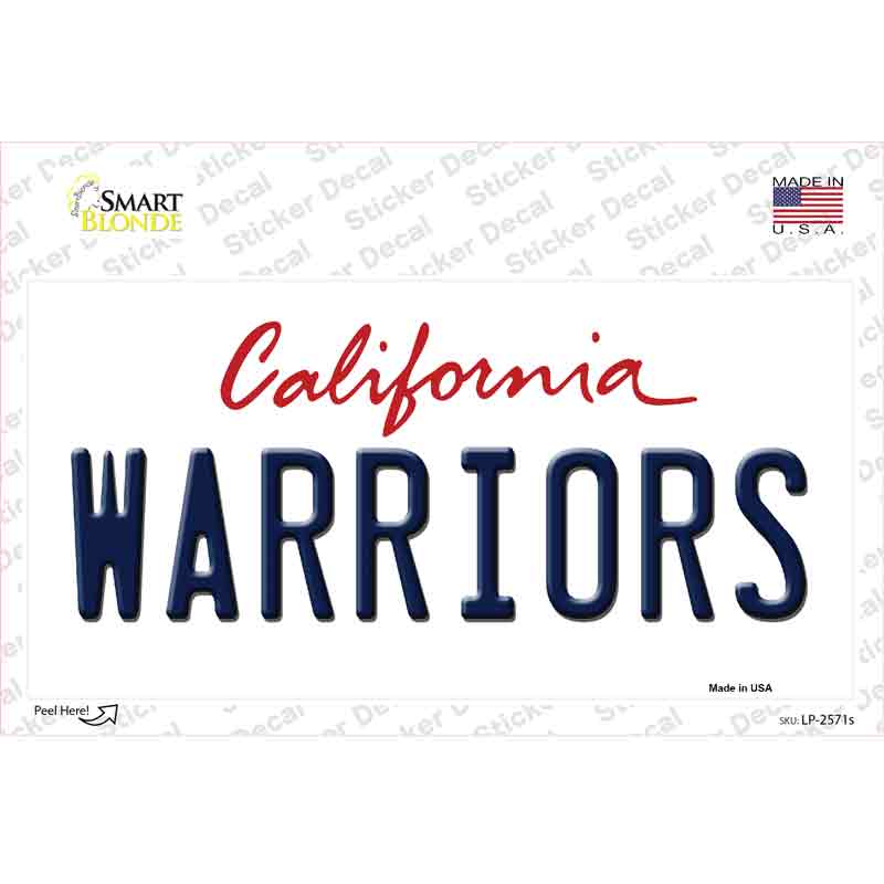 LP-2571s-M Warriors California State Novelty Sticker Decal, Medium