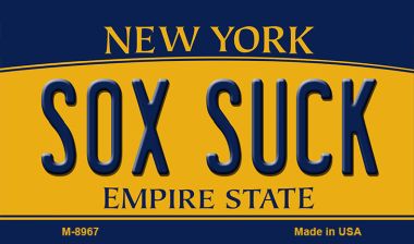 M-8967 3.5 x 2 in. Sox Suck New York State License Plate Magnet