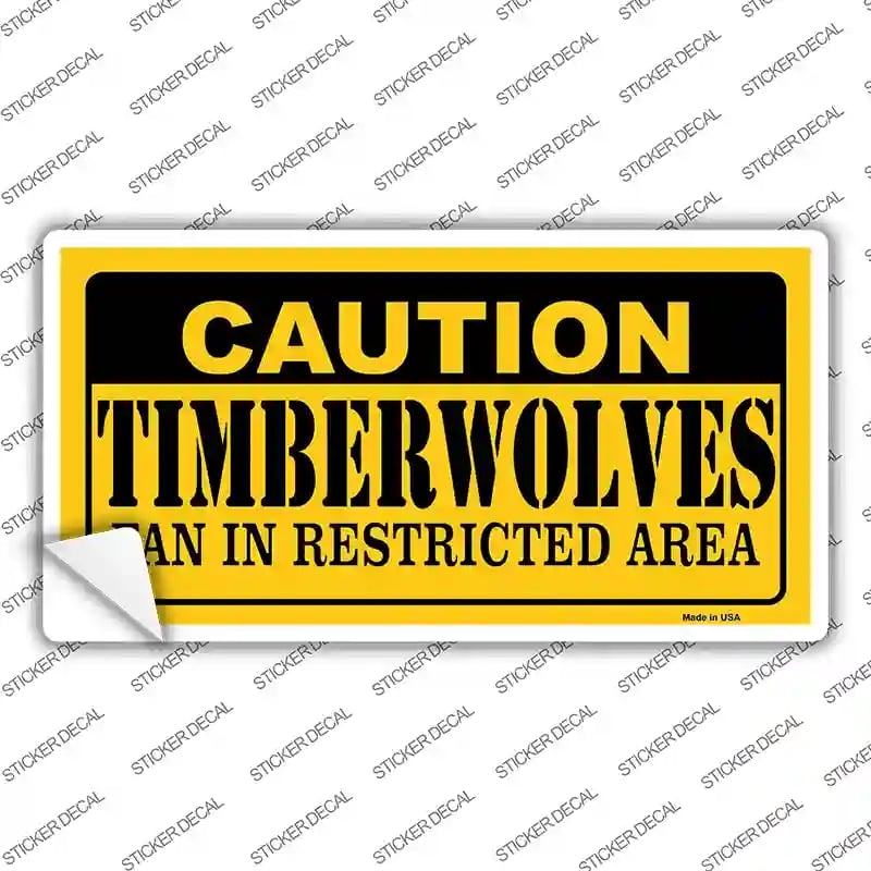 LP-2609s-XL Caution Timberwolves Fan Novelty Sticker Decal, Extra Large