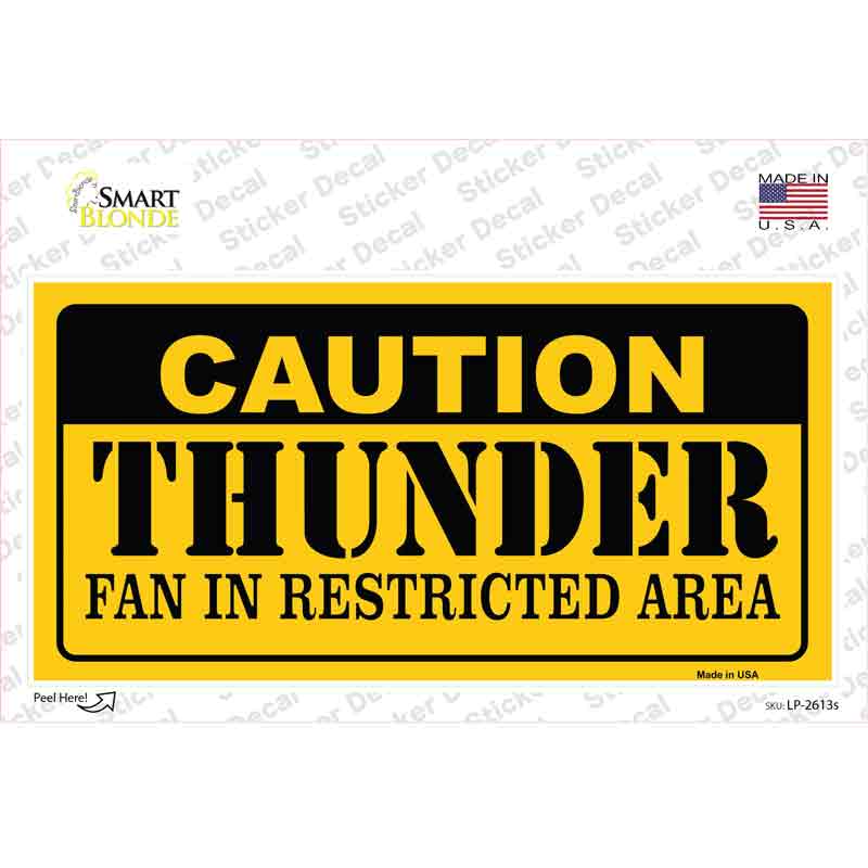 LP-2613s-M Caution Thunder Fan Novelty Sticker Decal, Medium