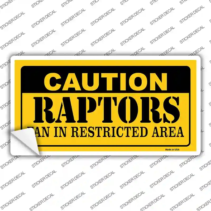 LP-2620s-XL Caution Raptors Fan Novelty Sticker Decal, Extra Large