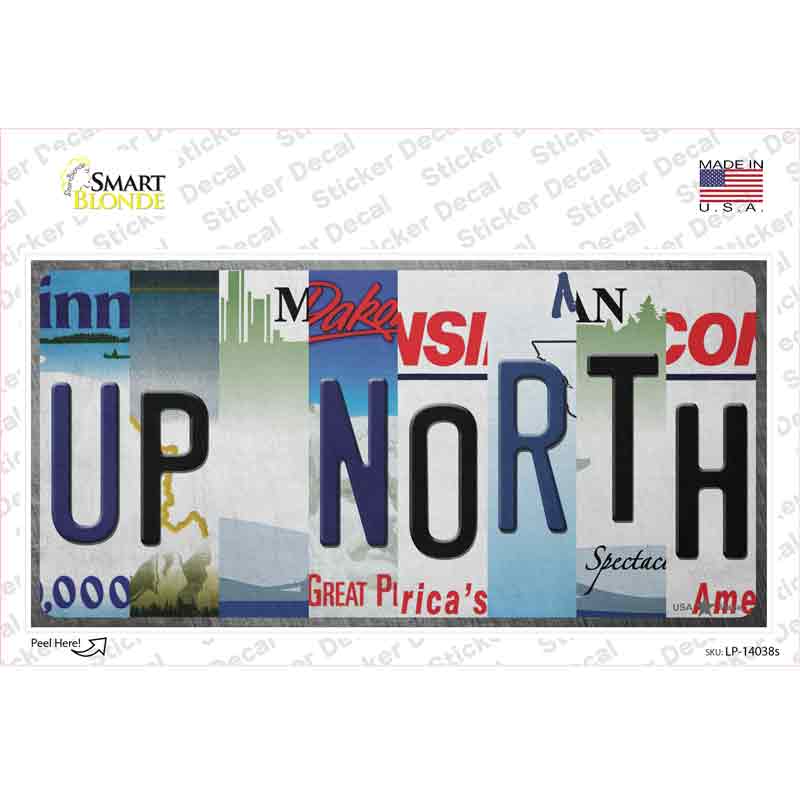 LP-14038s-M Up North Strip Art Novelty Sticker Decal, Medium