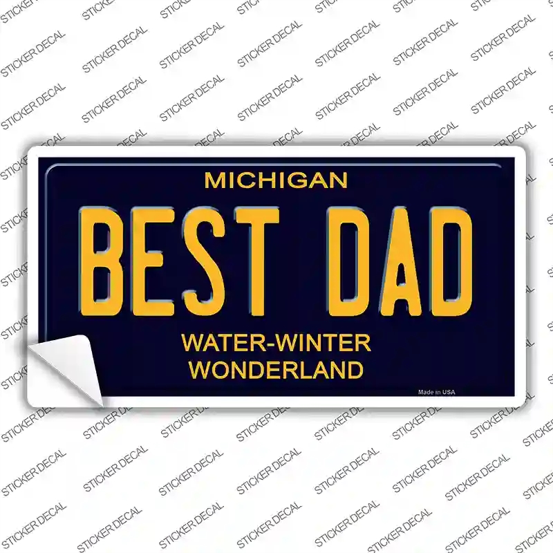LP-14083s-L Best Dad Michigan Blue Novelty Rectangular Sticker Decal, Large