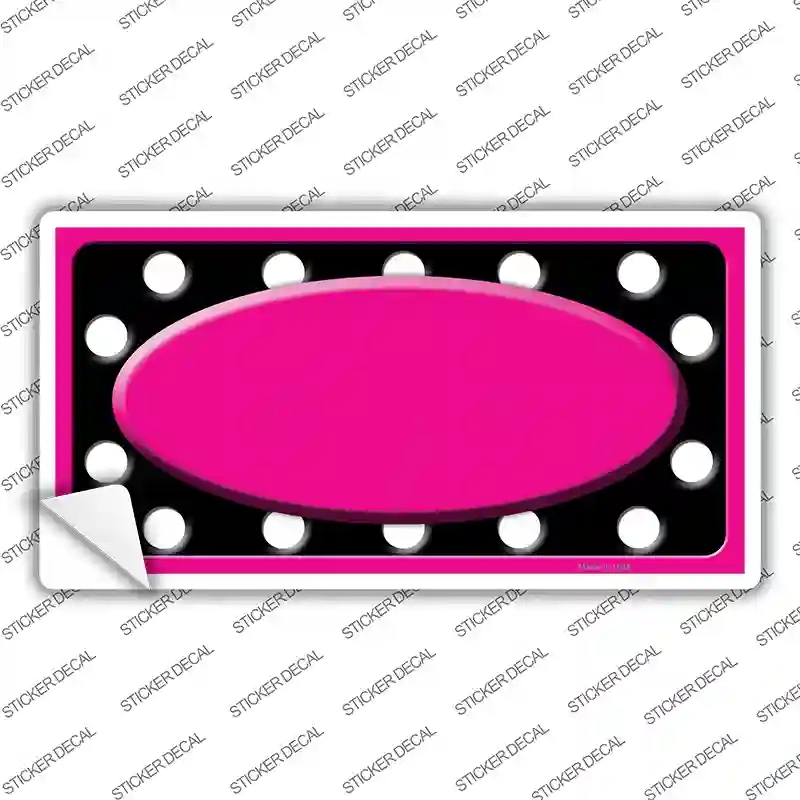 LP-1459s-L White Black Polka Dots Pink Frame & Center Oval Novelty Sticker Decal, Large