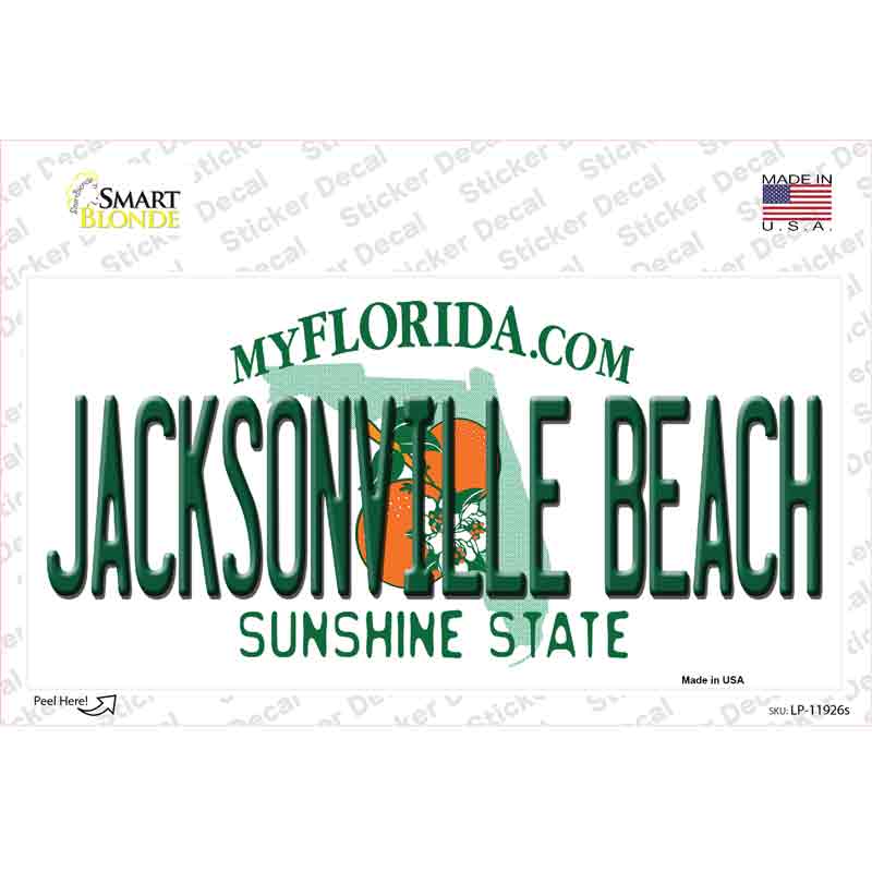 LP-11926s-M Florida Jacksonville Beach Novelty Sticker Decal, Medium