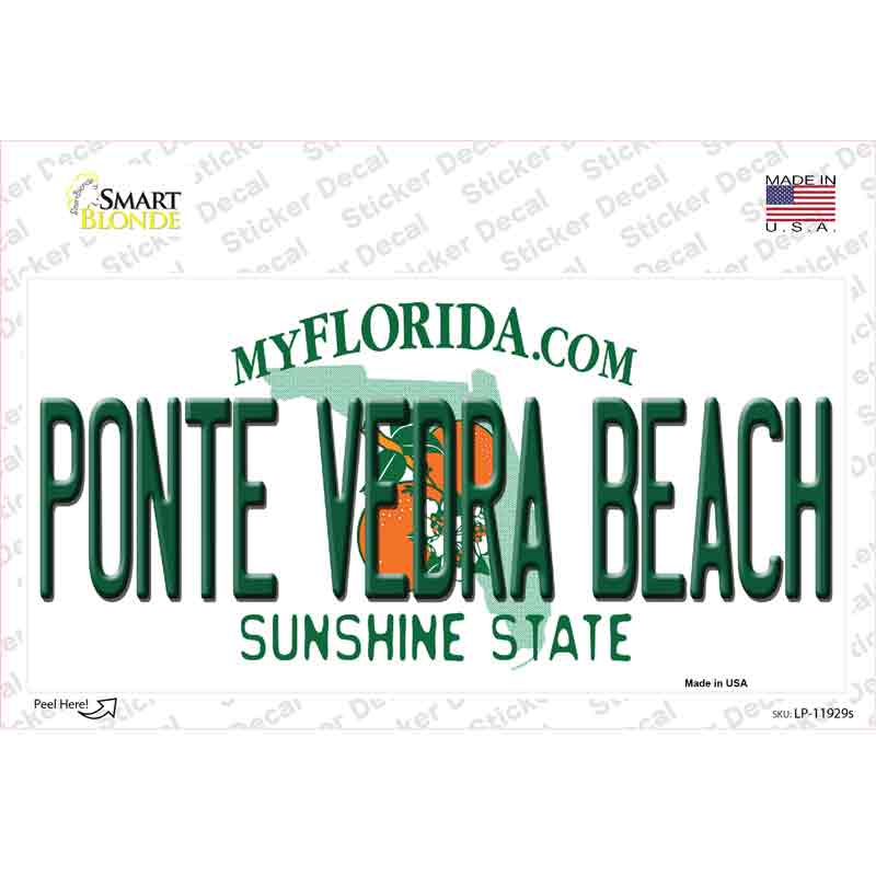 LP-11929s-M Florida Ponte Vedra Beach Novelty Sticker Decal, Medium