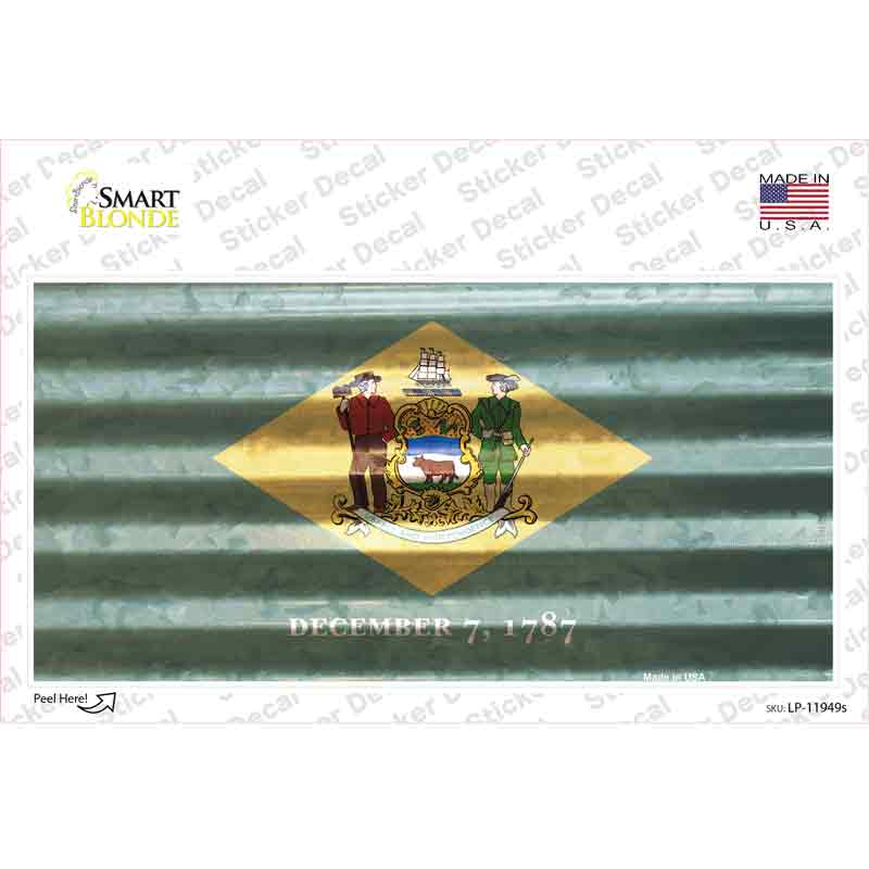LP-11949s-M Delaware Corrugated Flag Novelty Sticker Decal, Medium