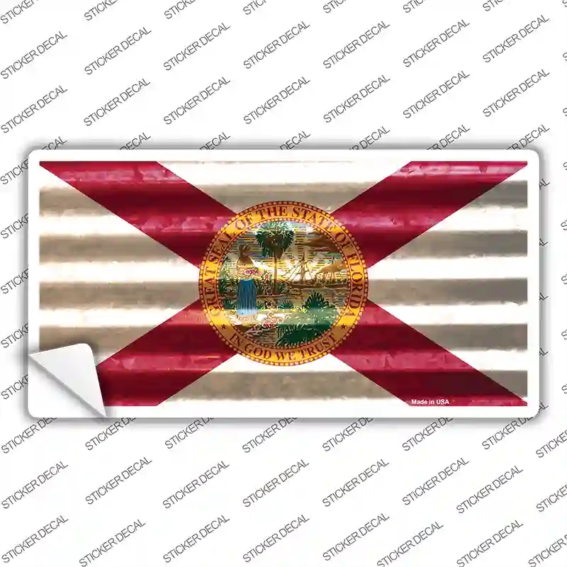 LP-11950s-S Florida Corrugated Flag Novelty Sticker Decal, Small