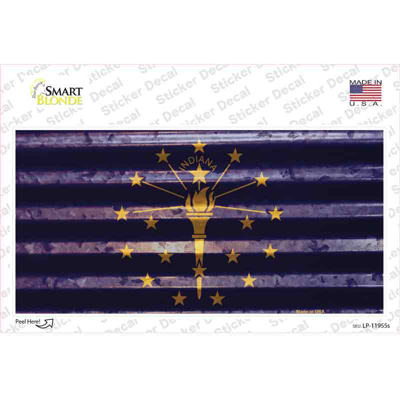LP-11955s-M Indiana Corrugated Flag Novelty Sticker Decal, Medium