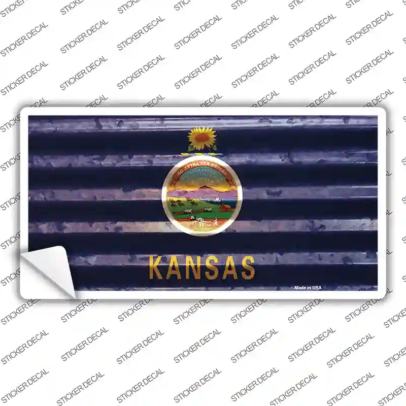 LP-11957s-XL Kansas Corrugated Flag Novelty Sticker Decal, Extra Large