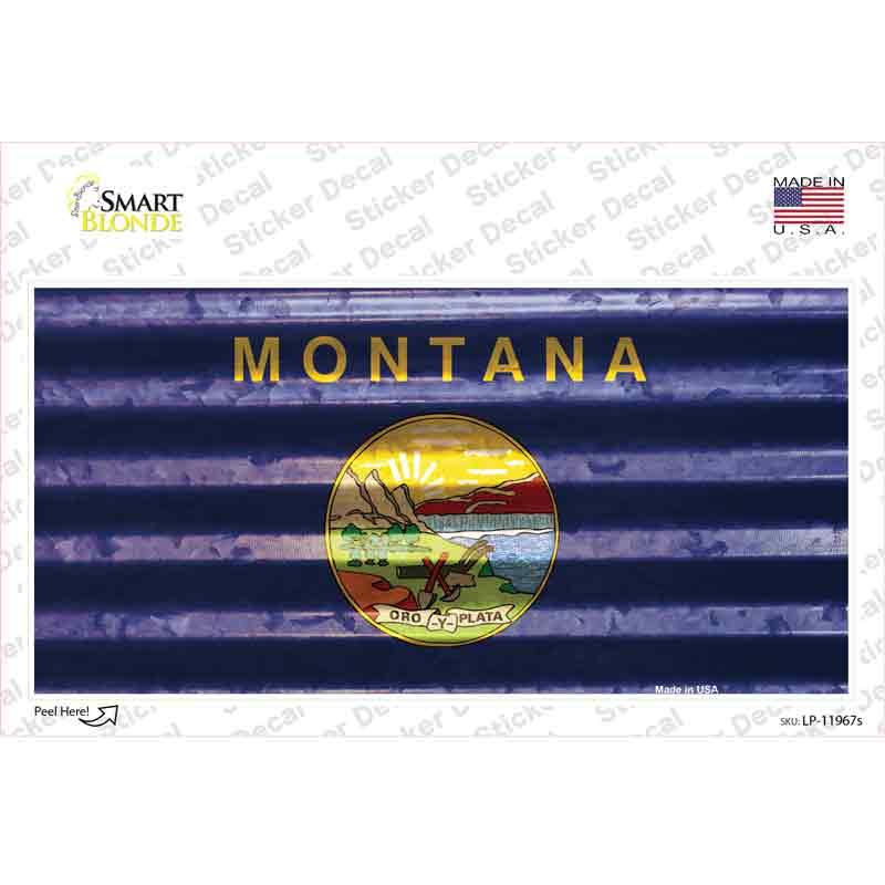 LP-11967s-M Montana Corrugated Flag Novelty Sticker Decal, Medium