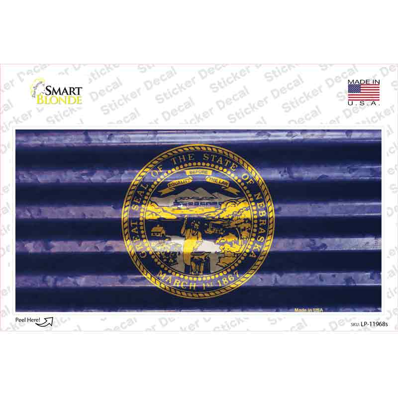 LP-11968s-M Nebraska Corrugated Flag Novelty Sticker Decal, Medium