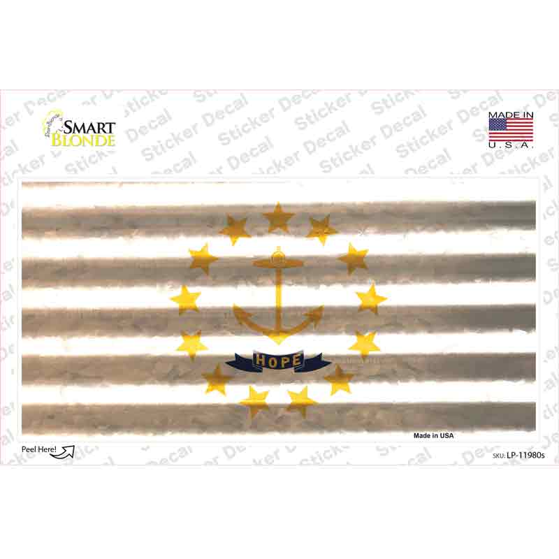 LP-11980s-M Rhode Island Corrugated Flag Novelty Sticker Decal, Medium