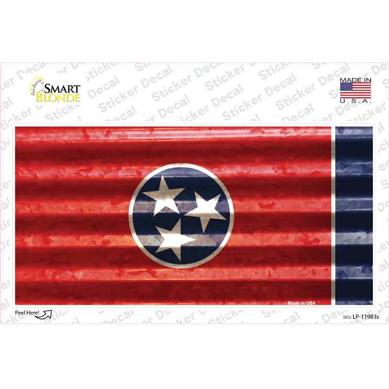 LP-11983s-M Tennessee Corrugated Flag Novelty Sticker Decal, Medium