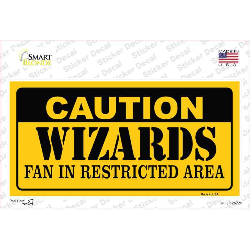 LP-2622s-M Caution Wizards Fan Novelty Sticker Decal, Medium