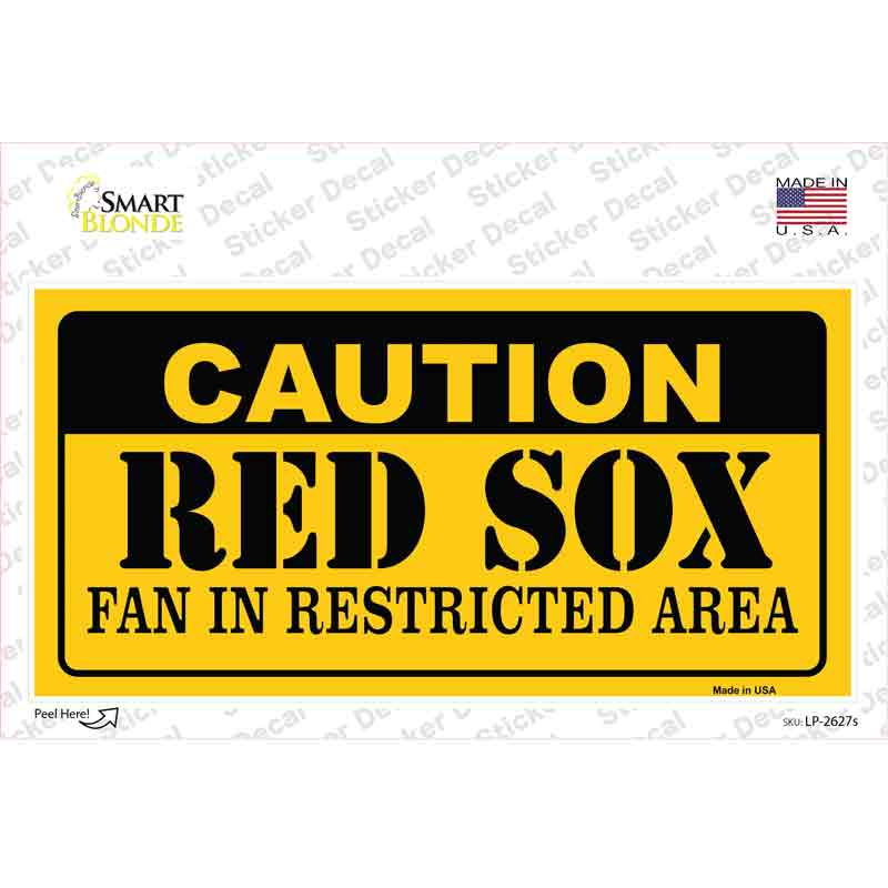 LP-2627s-M Caution Red Sox Fan Novelty Sticker Decal, Medium