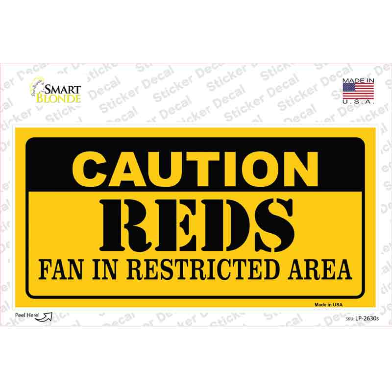 LP-2630s-M Caution Reds Fan Novelty Sticker Decal, Medium