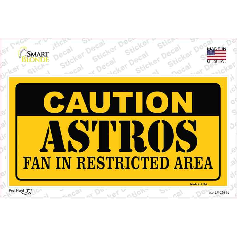 LP-2635s-M Caution Astros Fan Novelty Sticker Decal, Medium