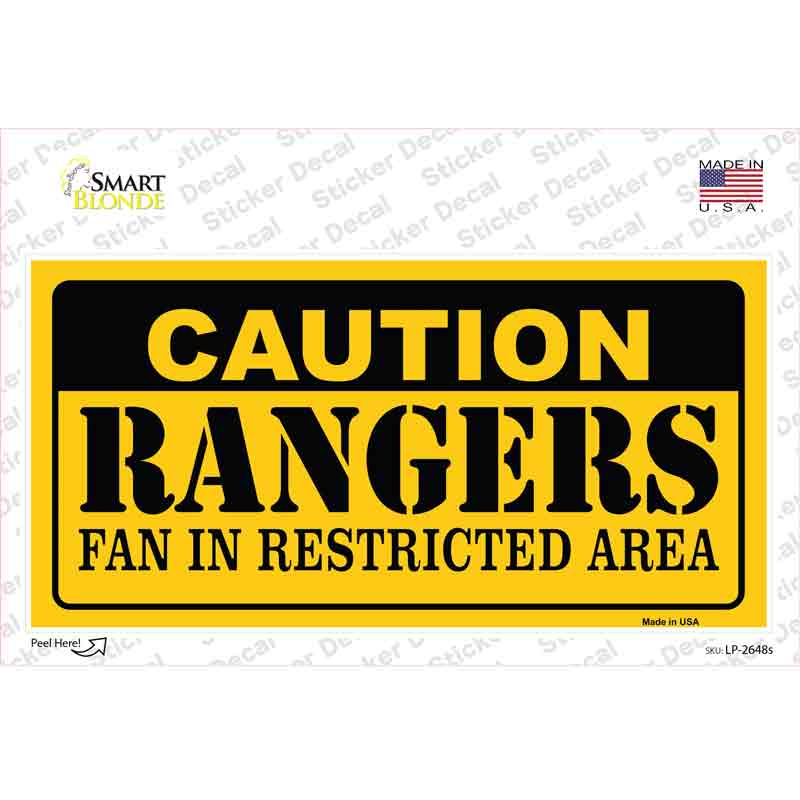 LP-2648s-M Caution Rangers Fan Novelty Sticker Decal, Medium