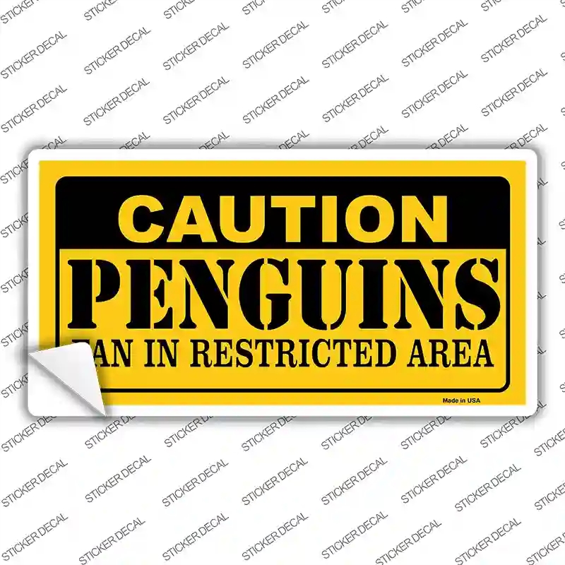 LP-2664s-XL Caution Penguins Novelty Sticker Decal, Extra Large