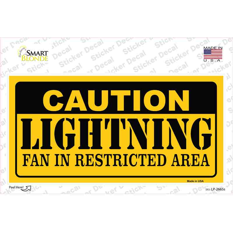 LP-2665s-M Caution Lightning Novelty Sticker Decal, Medium