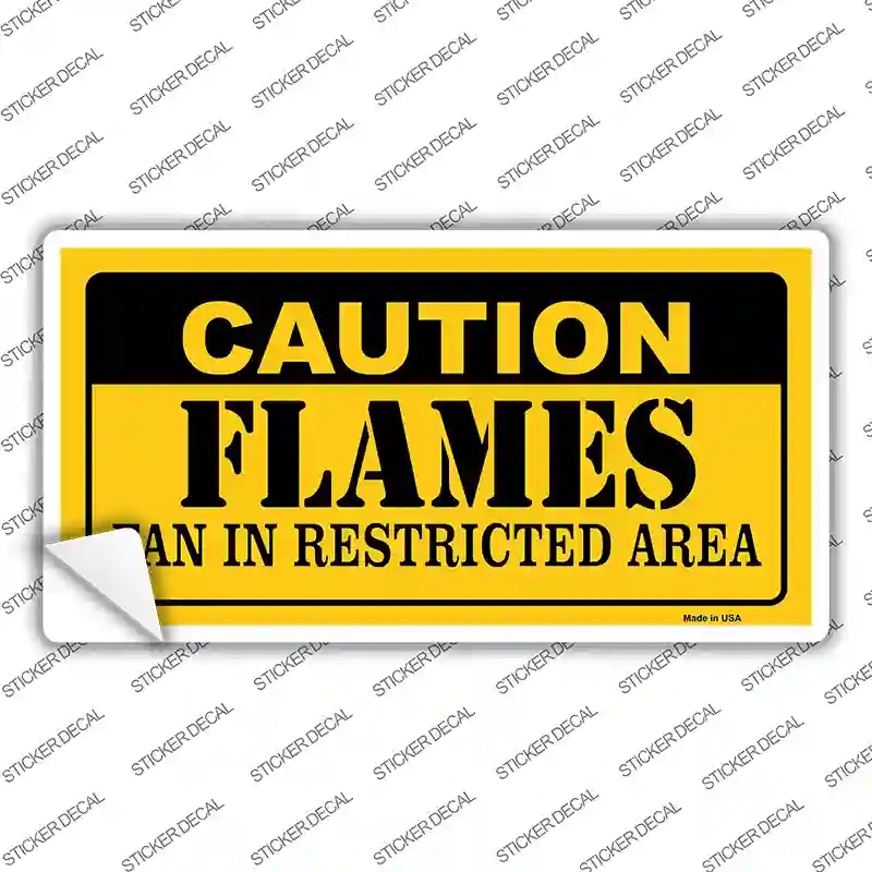 LP-2670s-L Caution Flames Novelty Sticker Decal, Large