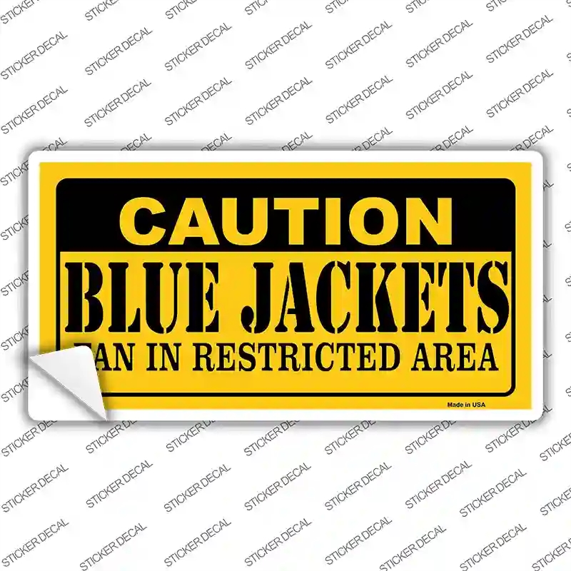 LP-2673s-XL Caution Blue Jackets Novelty Sticker Decal, Extra Large