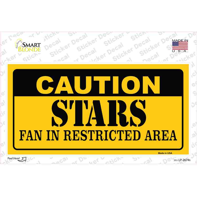 LP-2674s-M Caution Stars Novelty Sticker Decal, Medium