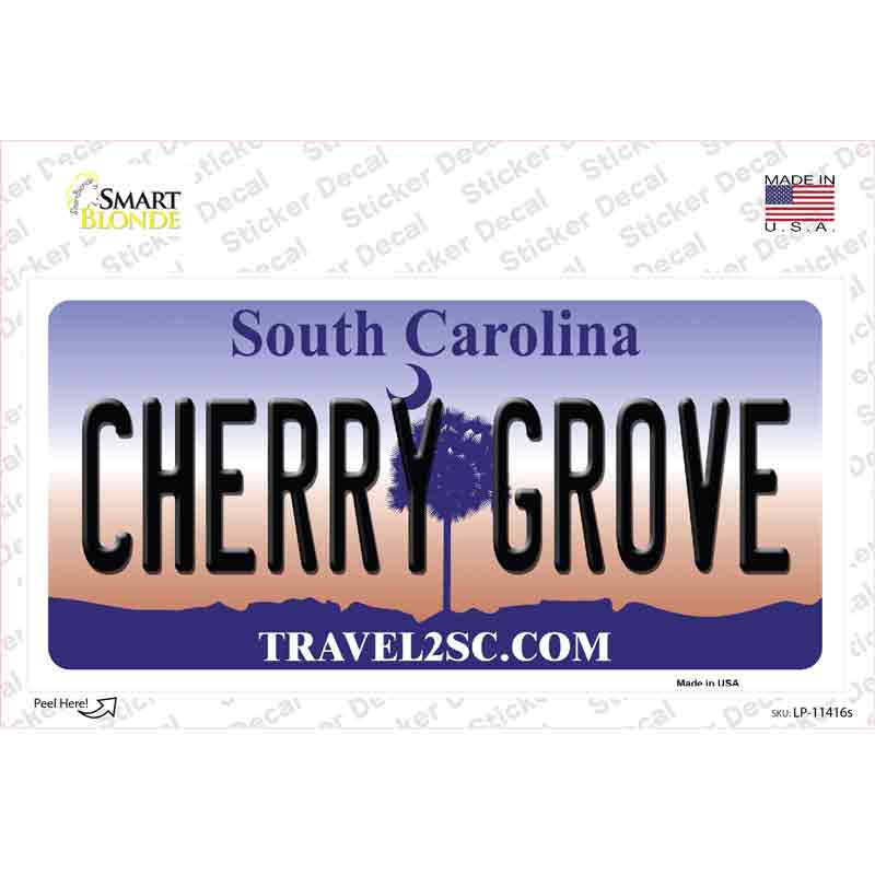 LP-11416s-M Cherry Grove South Carolina Novelty Sticker Decal, Medium
