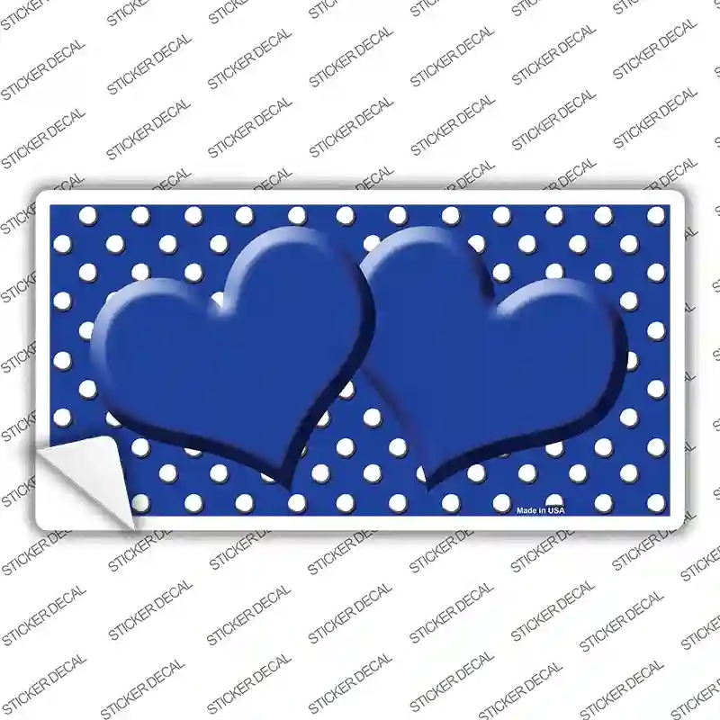 LP-4383s-S Blue White Polka Dot Center Hearts Novelty Sticker Decal, Small