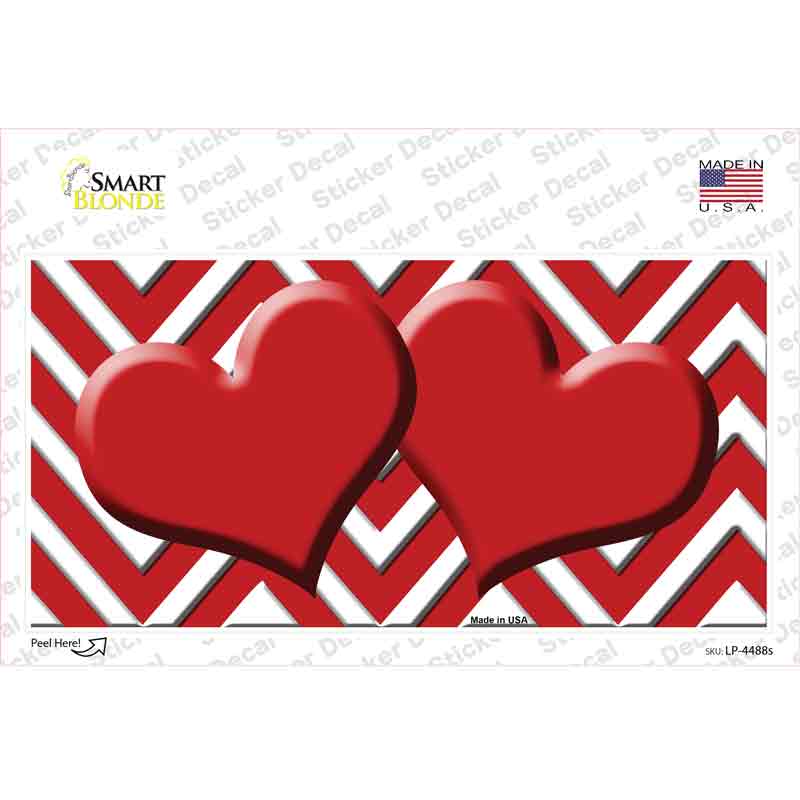 LP-4488s-M Red Chevron Hearts Novelty Sticker Decal, Medium