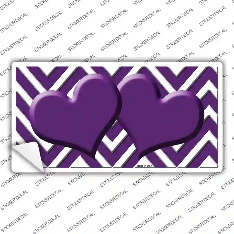 LP-4490s-L Purple Chevron Hearts Novelty Sticker Decal, Large