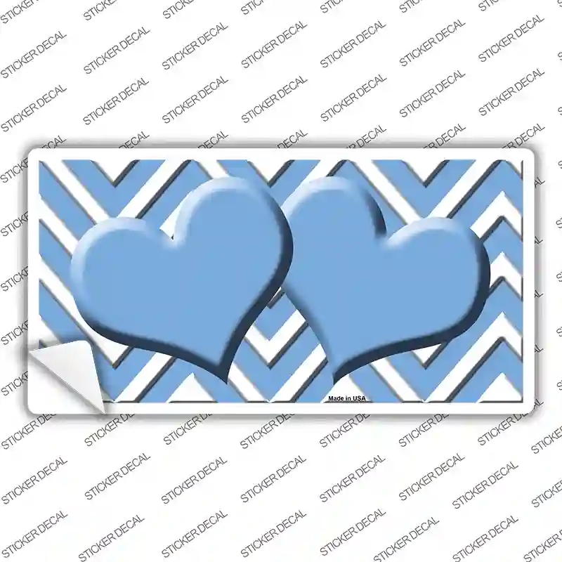 LP-4492s-L Light Blue Chevron Hearts Novelty Sticker Decal, Large